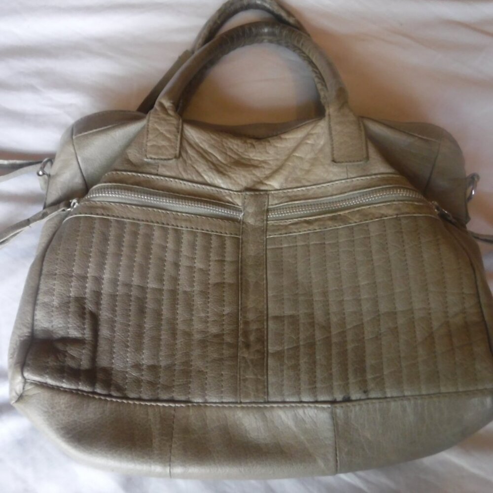Day And Mood Womens Gray Leather tote Purse Pre Owned